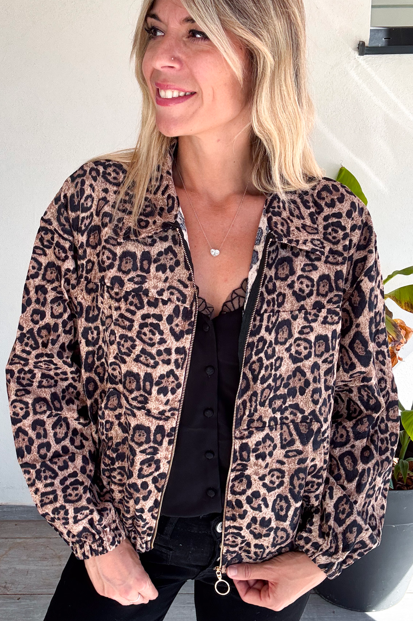 veste Bombers velours léopard