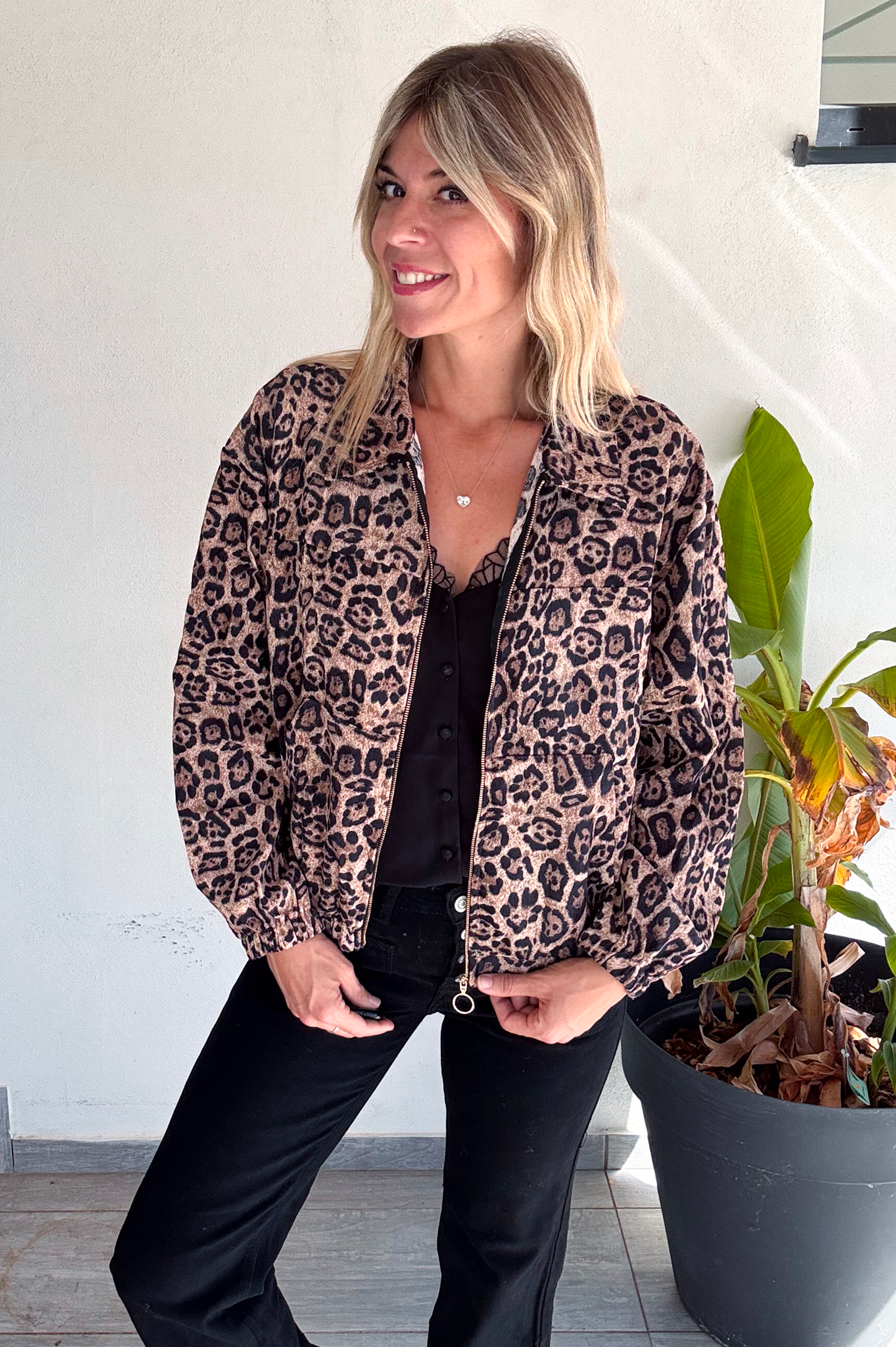 veste Bombers velours léopard