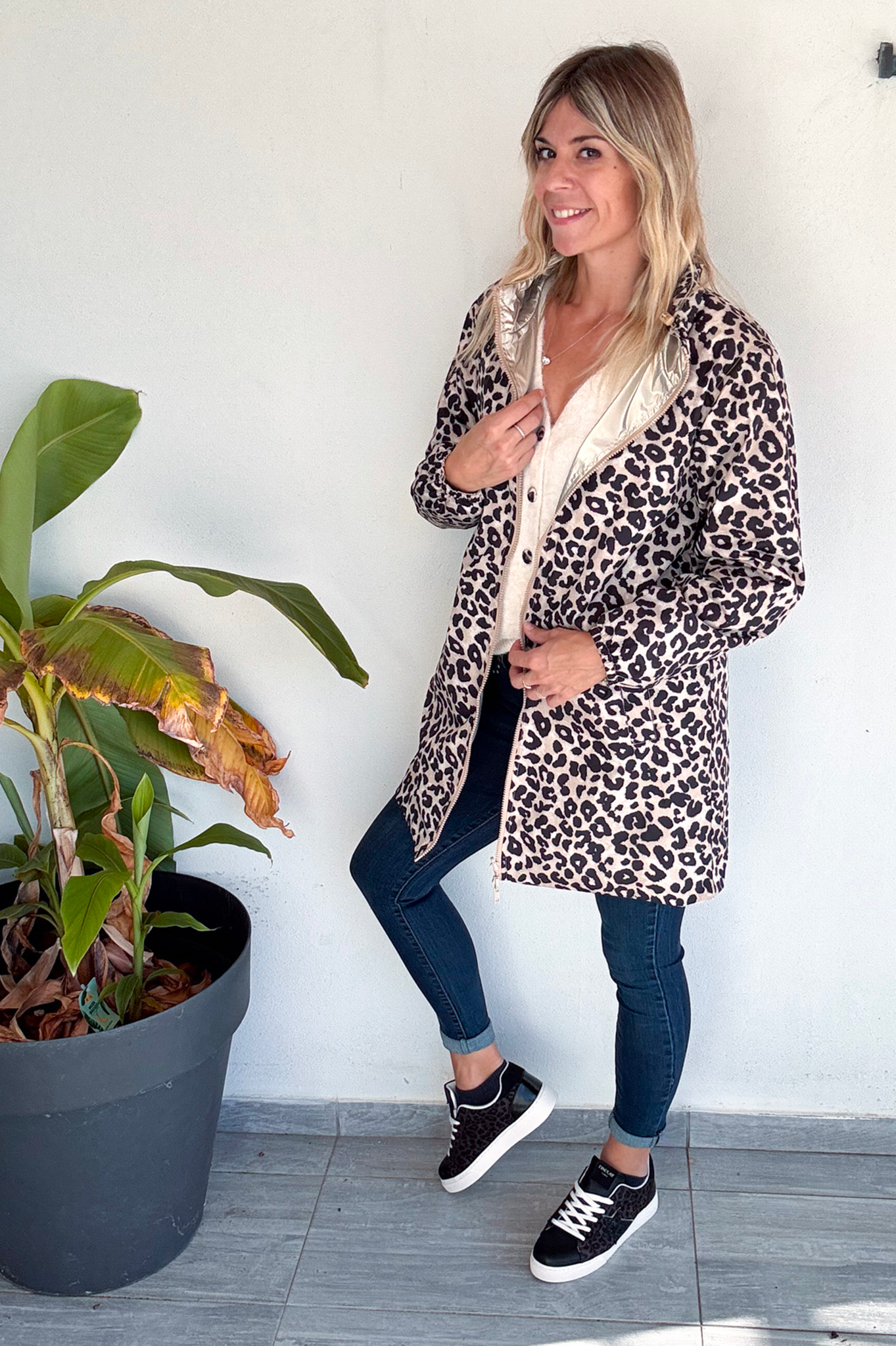 Parka léopard imperméable mi longue réversible or la boutique de lydie