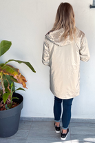 Parka léopard imperméable mi longue réversible or