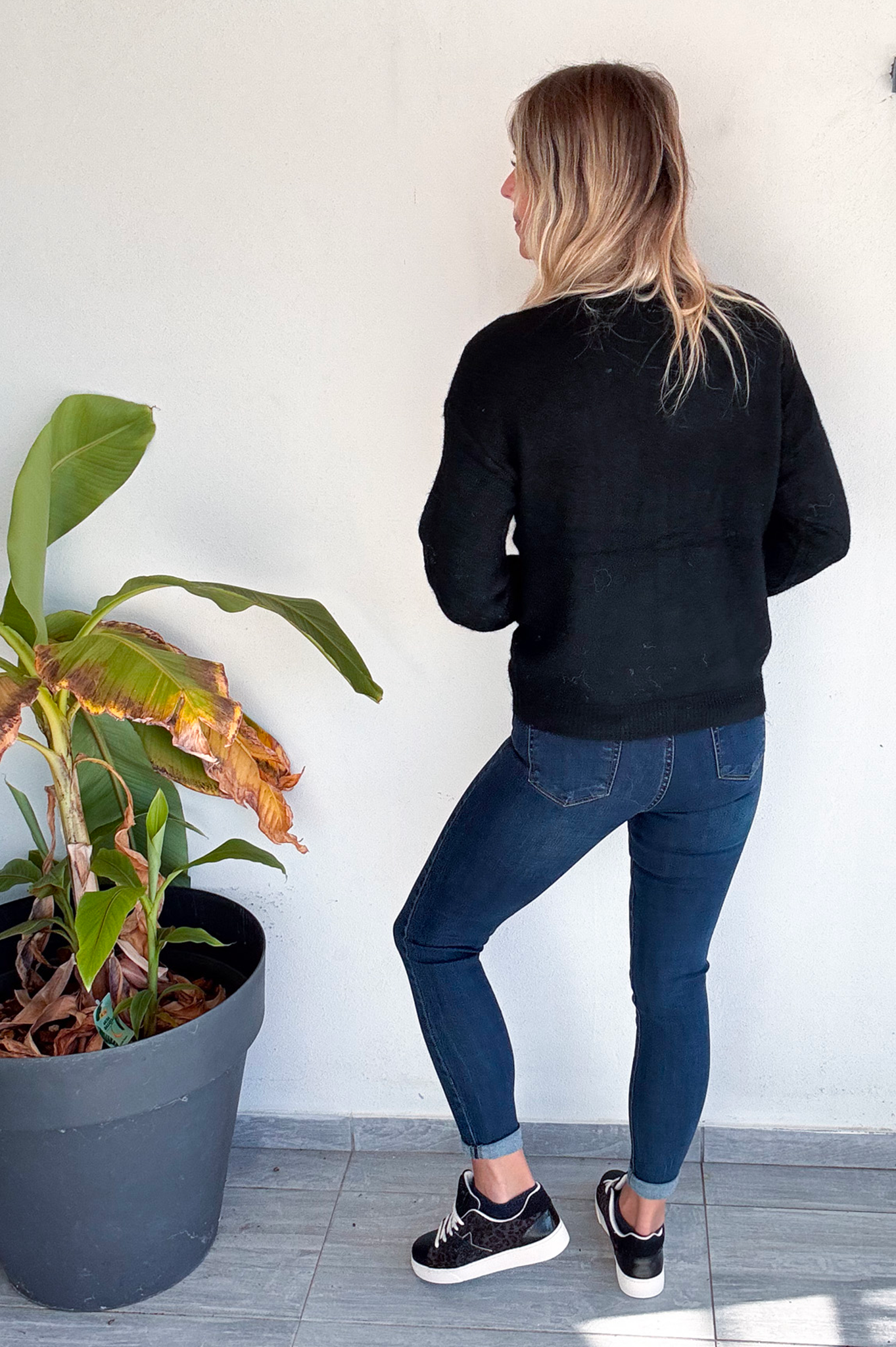 Gilet noir et léopard, broderie coeur 