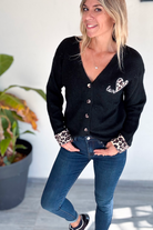 Gilet noir et léopard, broderie coeur 