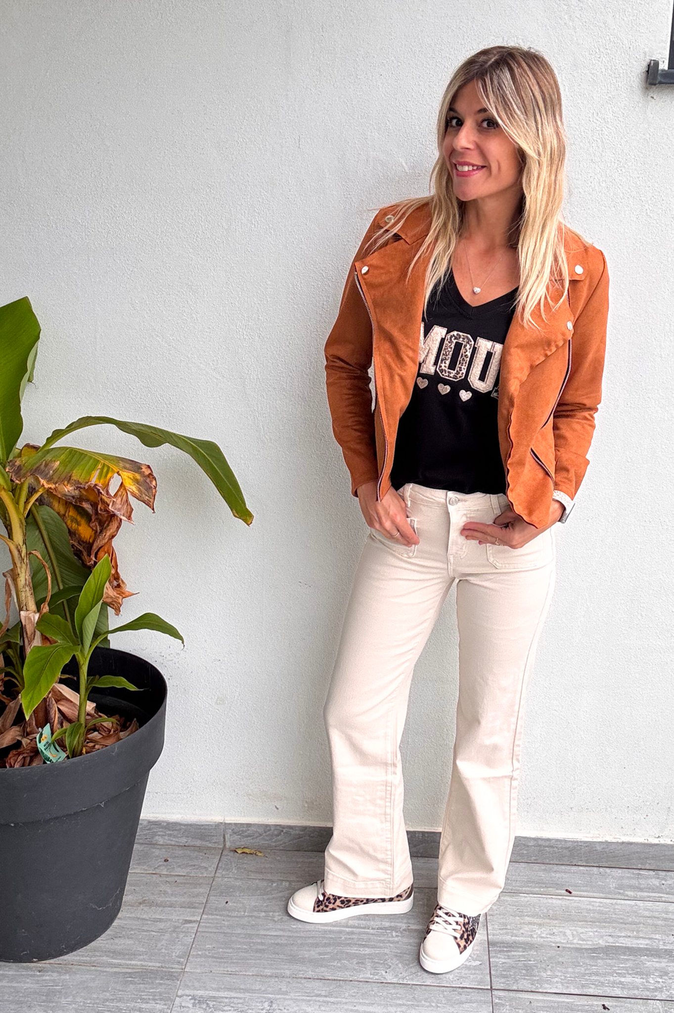 Pantalon Wide Leg beige clair