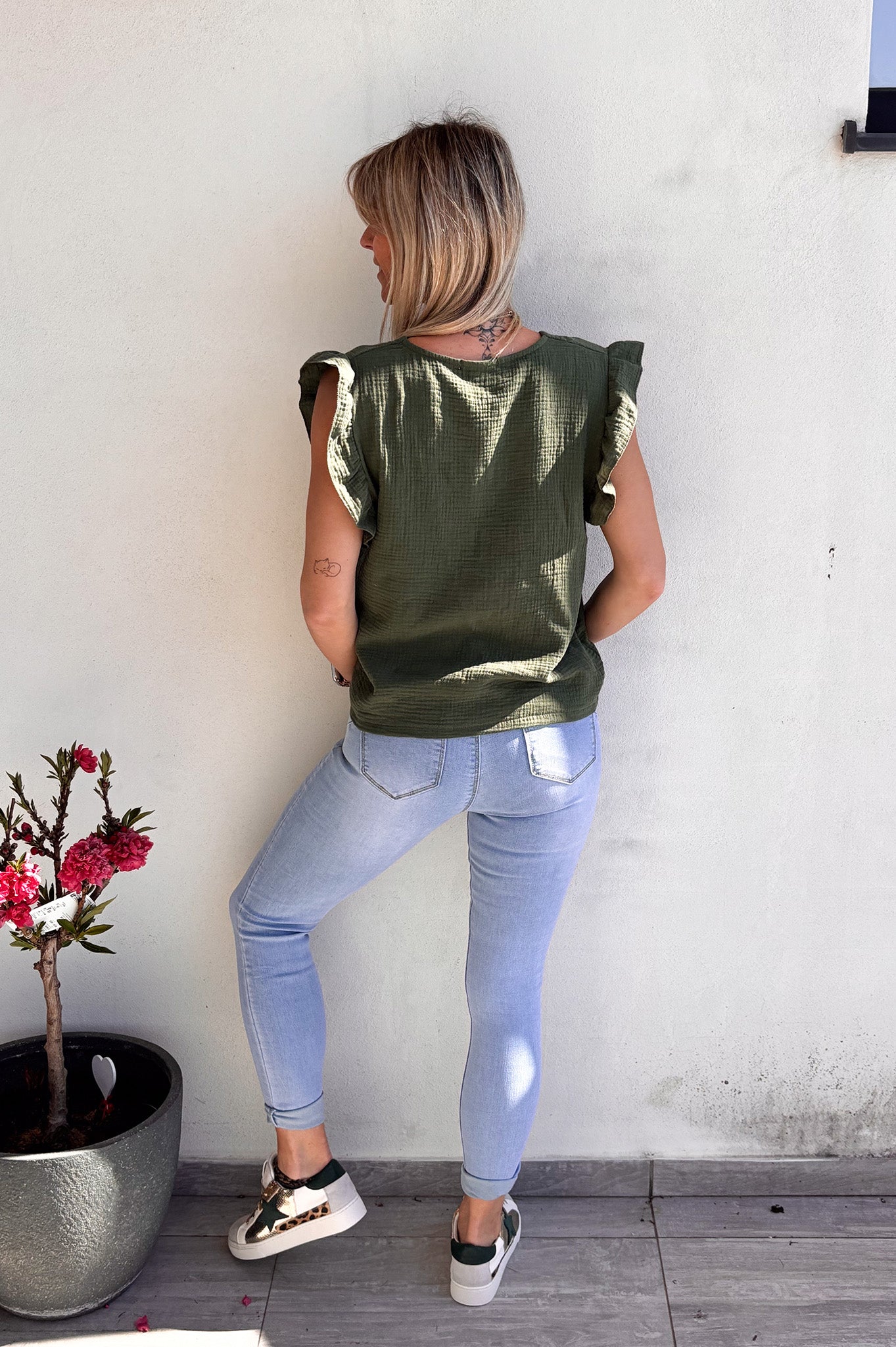 Blouse manches courtes kaki 