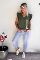 Blouse manches courtes kaki 