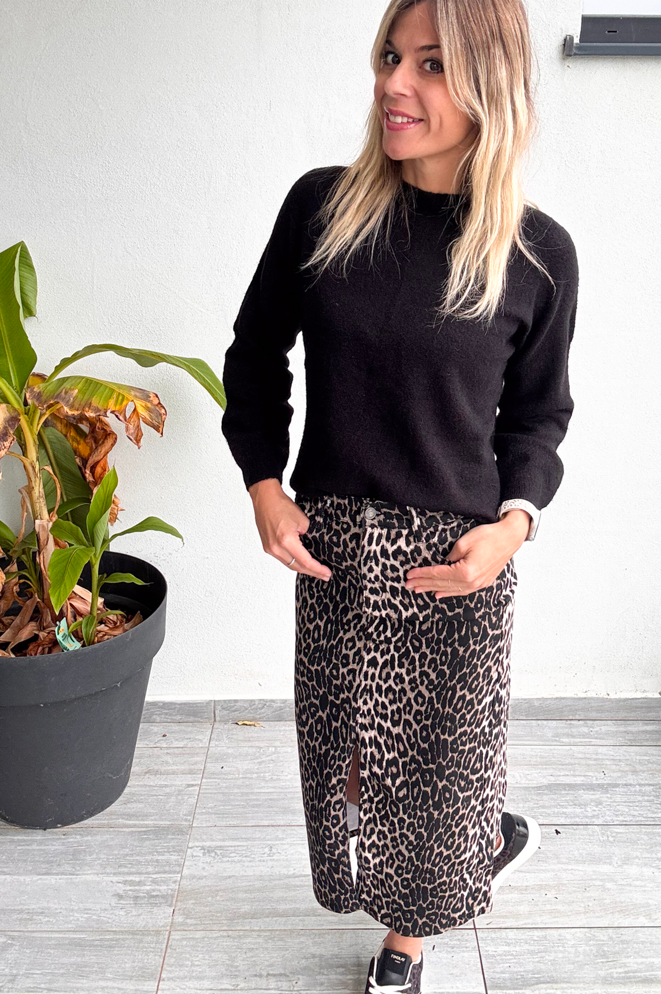 Jupe longue fendu léopard