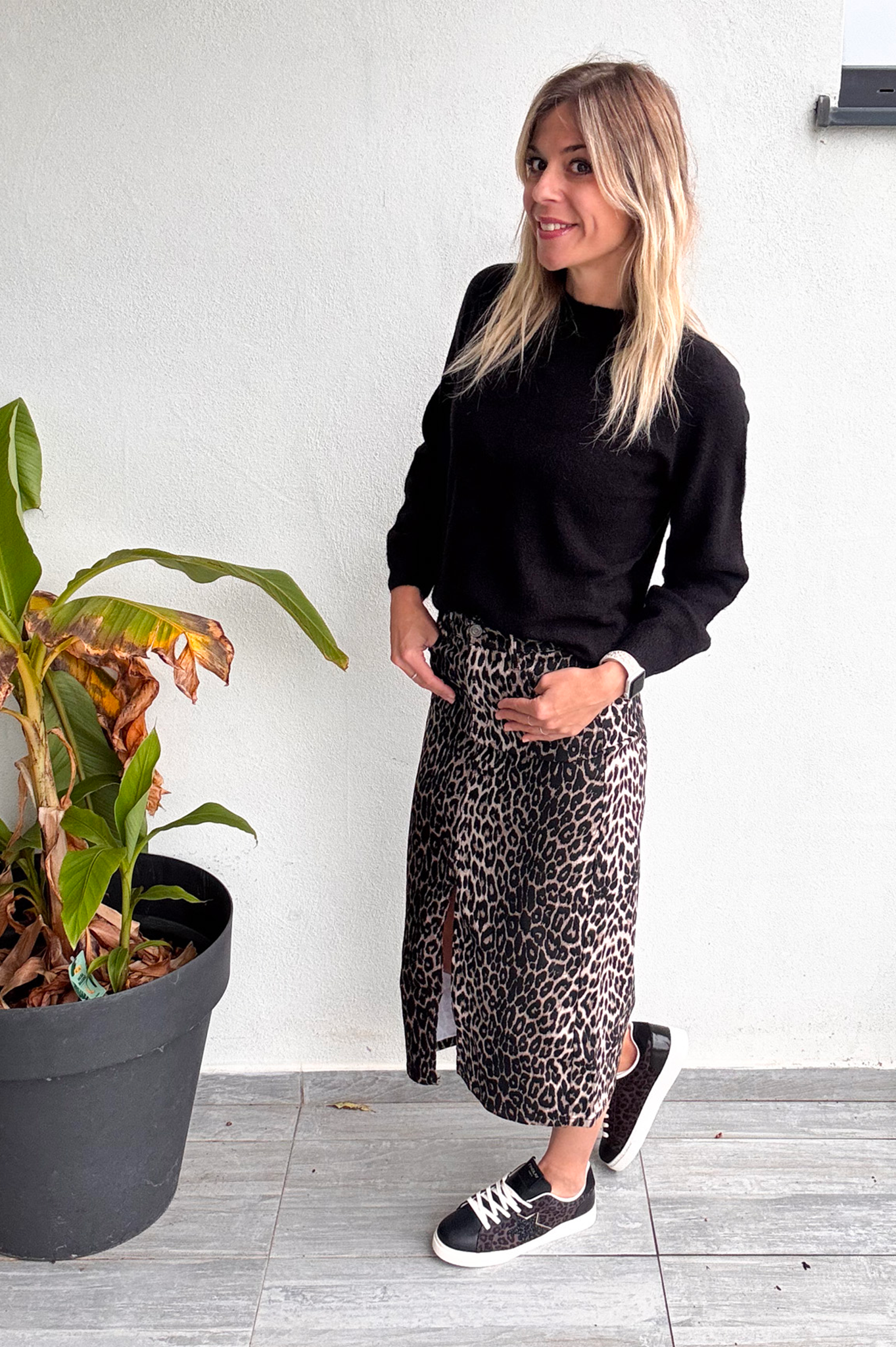 Jupe longue fendu léopard