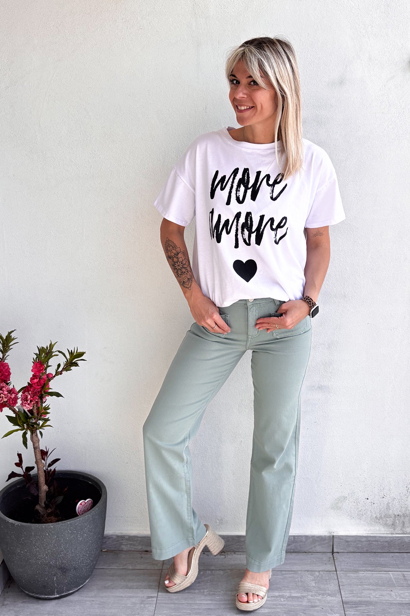  T-shirt blanc MORE AMORE 