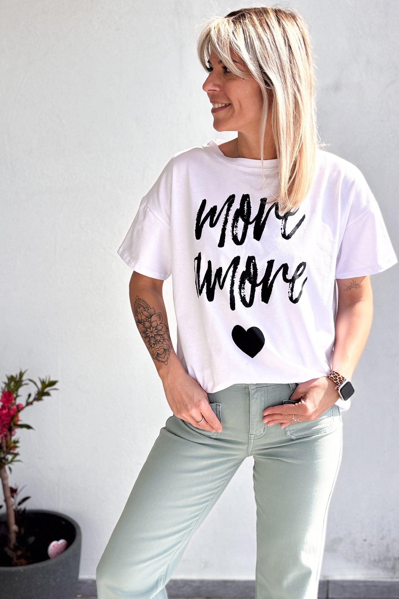 T-shirt blanc MORE AMORE la boutique de lydie 