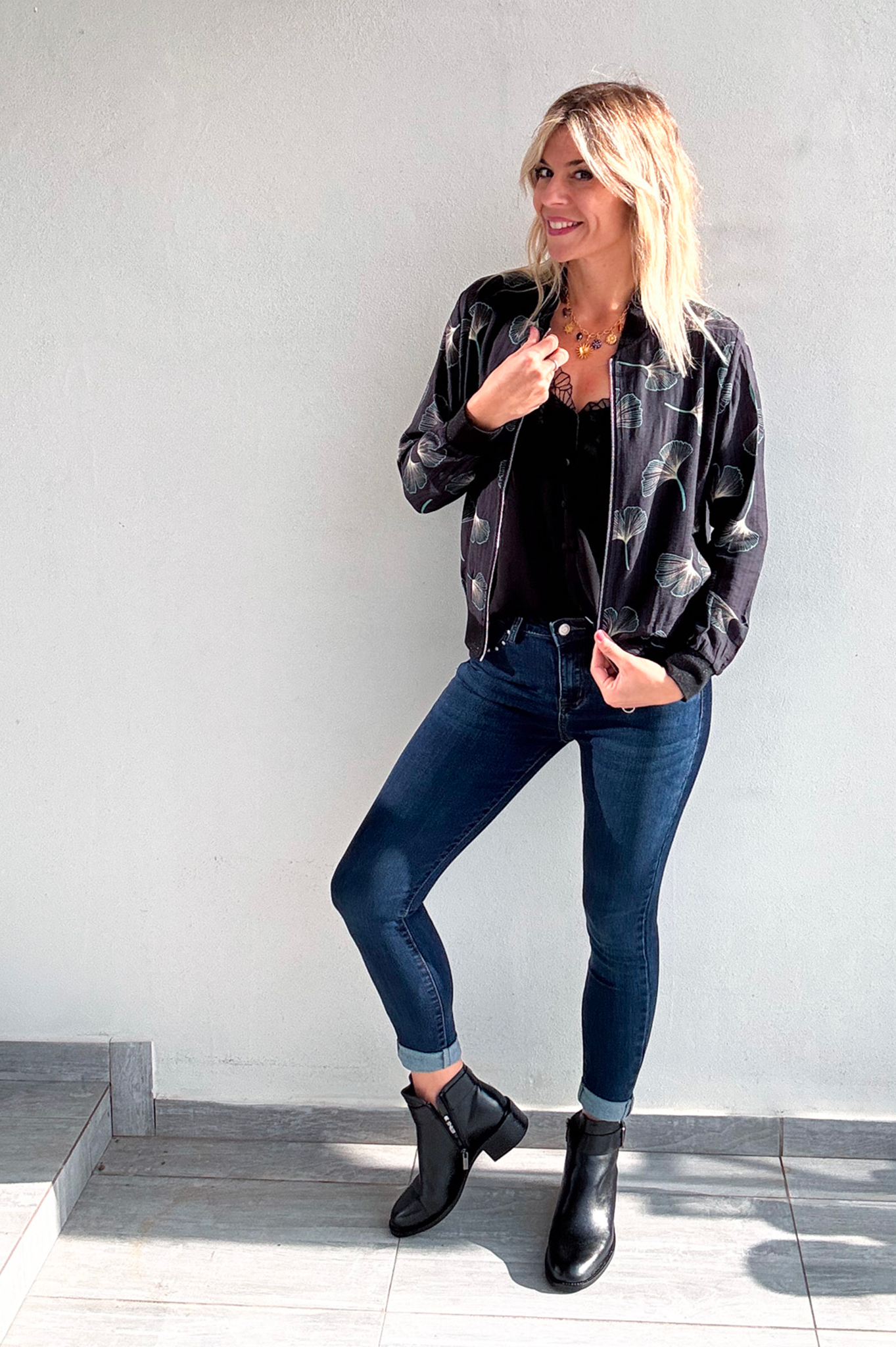 Bombers noir à motifs