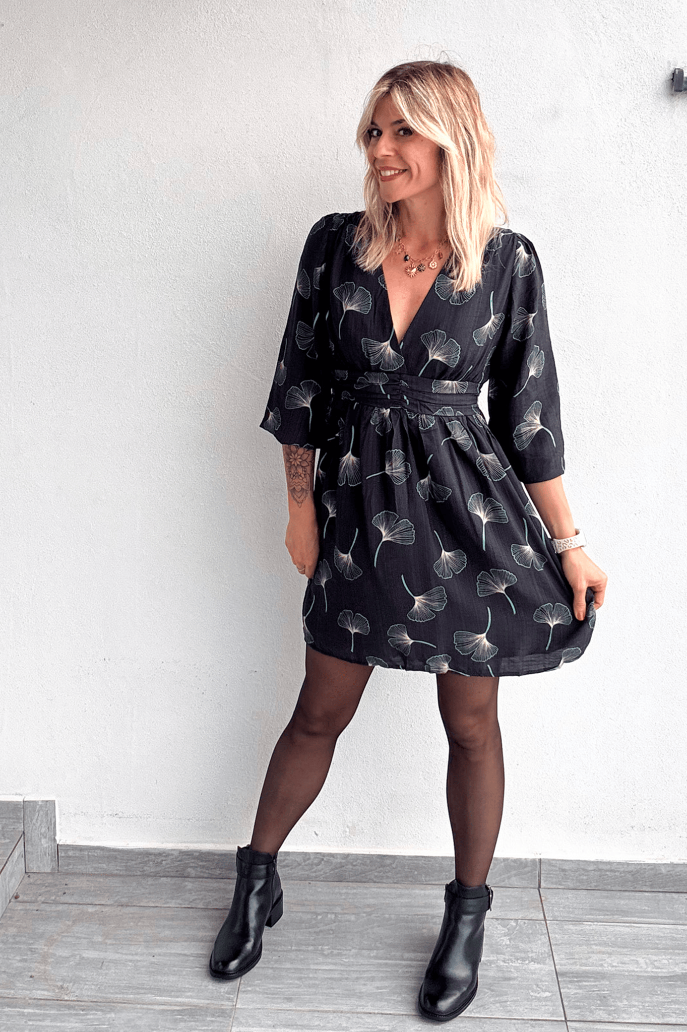 Robe manches longues gris foncé 