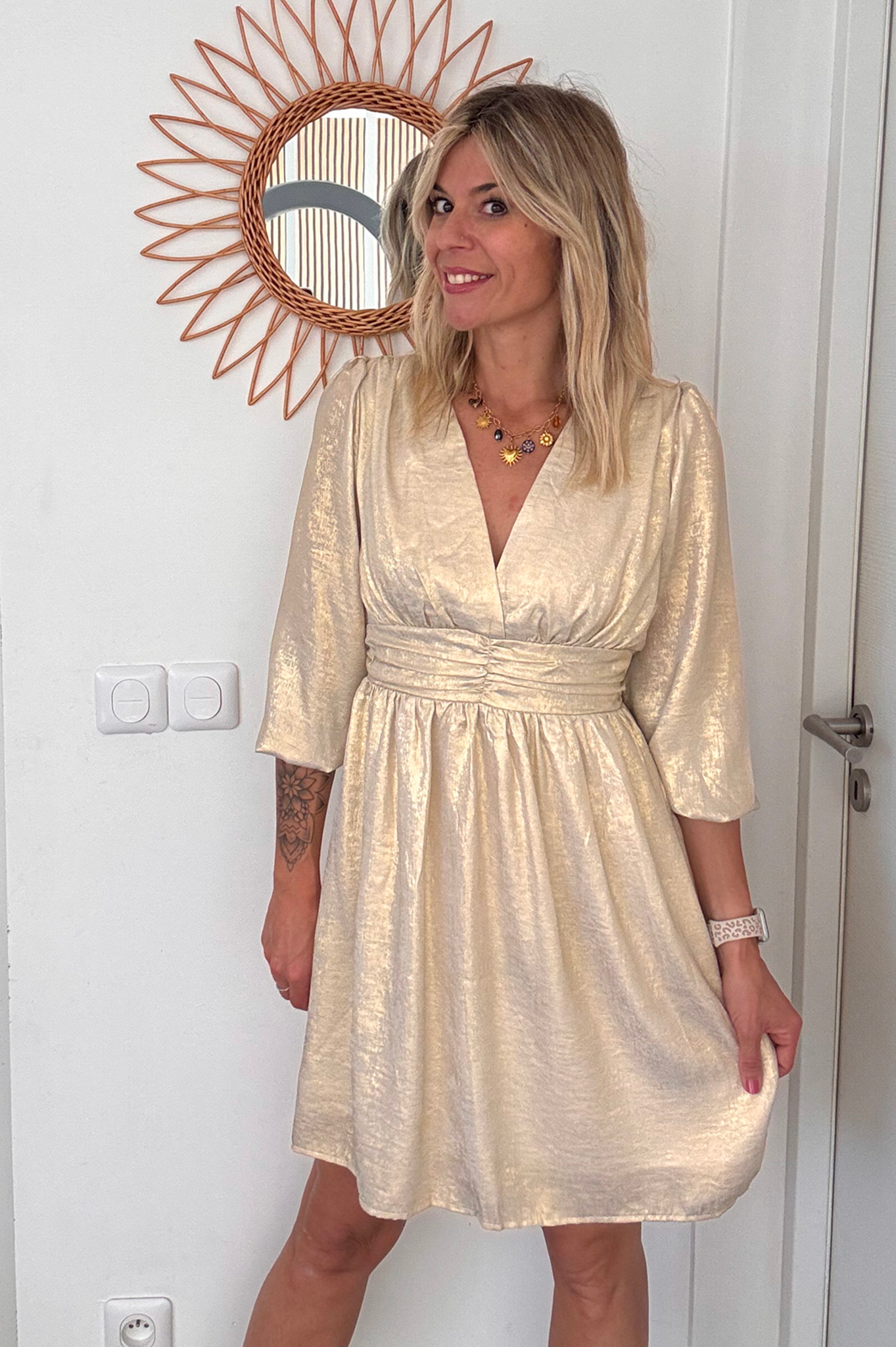 Robe manches longues dorée