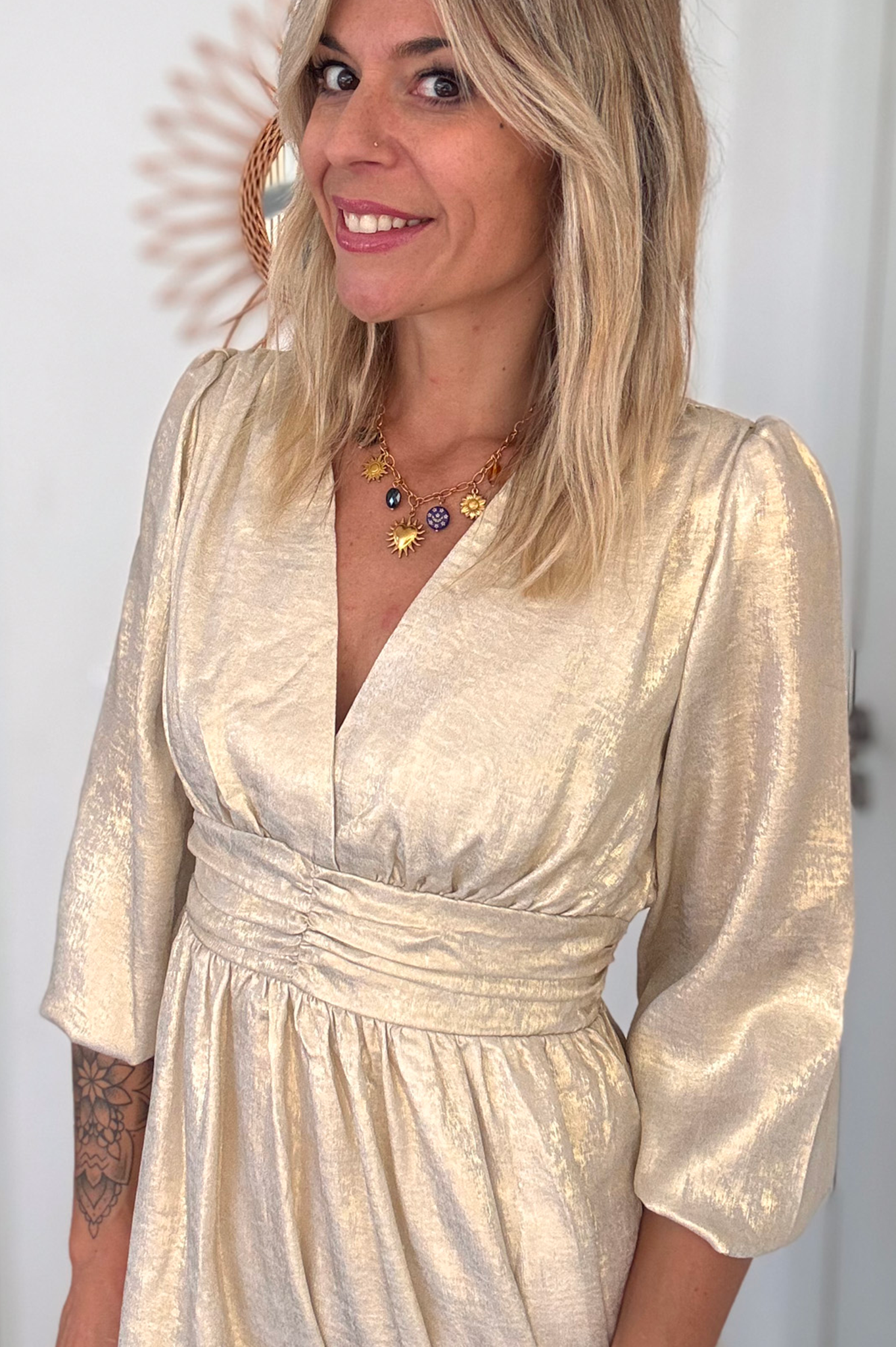 Robe manches longues dorée