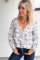 Blouse coton blanche avec broderie marine la boutique de lydie