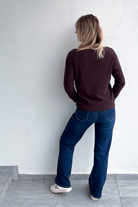 Pull marron chocolat, col V, matière douce