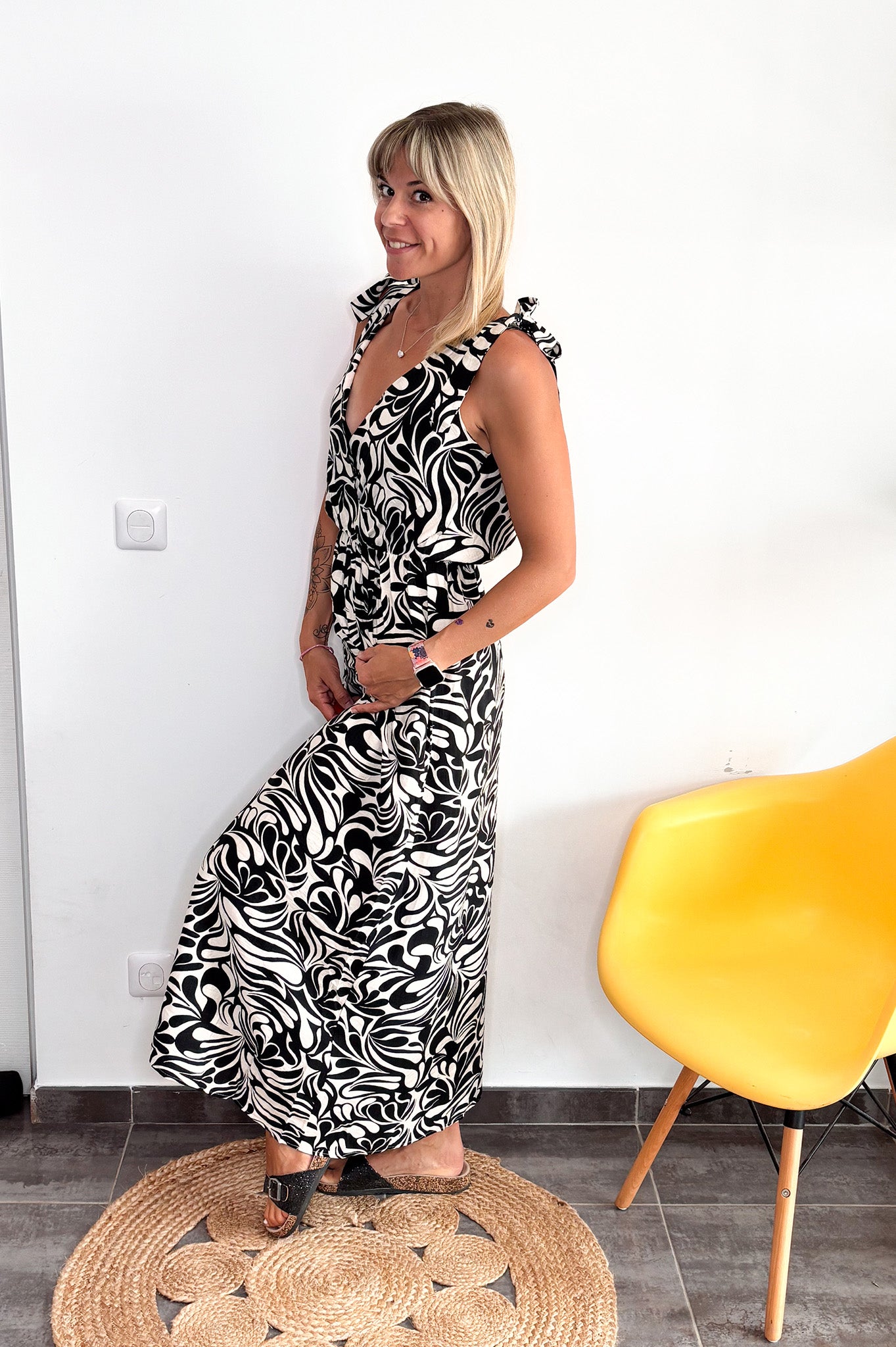 Robe longue noire et blanche la boutique de lydie