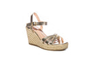 Sandales compensée dorée type espadrille