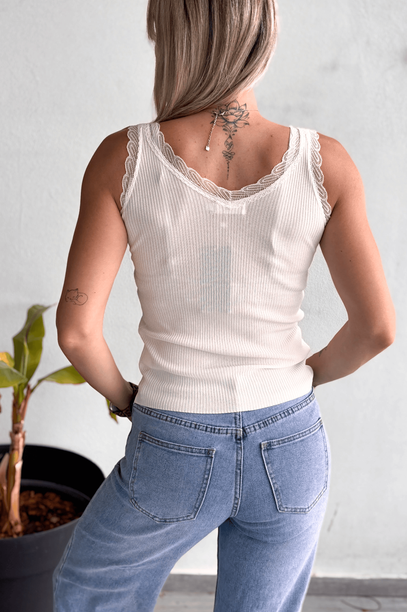 Débardeur côtelée blanc