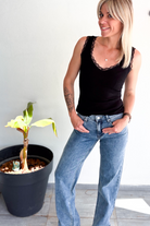 Pantalon Wide Leg jean bleu foncé