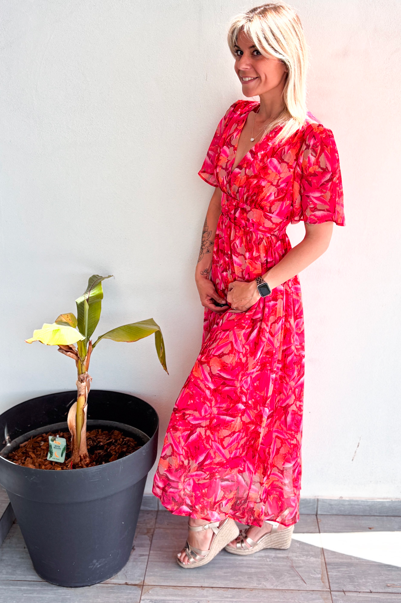 Robe longue rose fleuri la boutique de lydie 