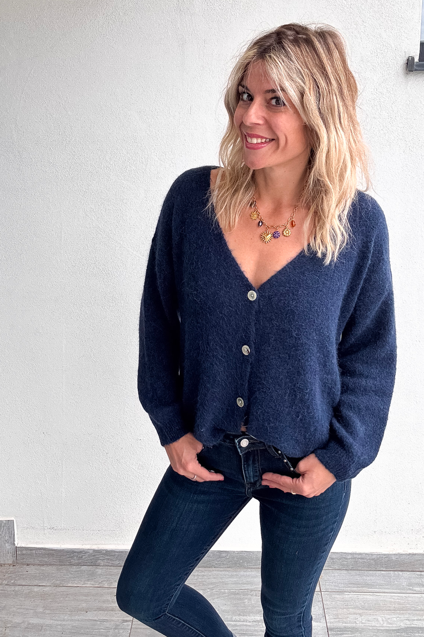 Le Gilet "Cocon" Baby Alpaga - Bleu Marine