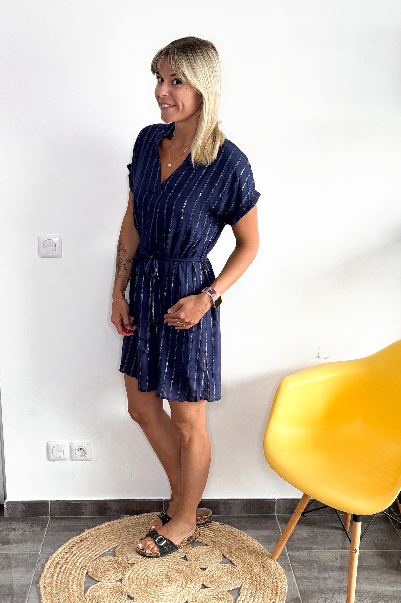 Robe droite courte marine la boutique de lydie