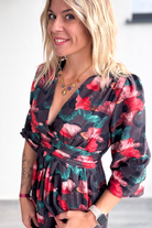 robe hiver femme grise fleuri 