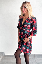 robe hiver femme grise fleuri la boutique de lydie