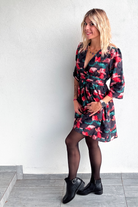 robe hiver femme grise fleuri 