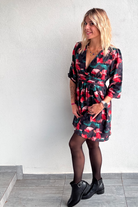 robe hiver femme grise fleuri 