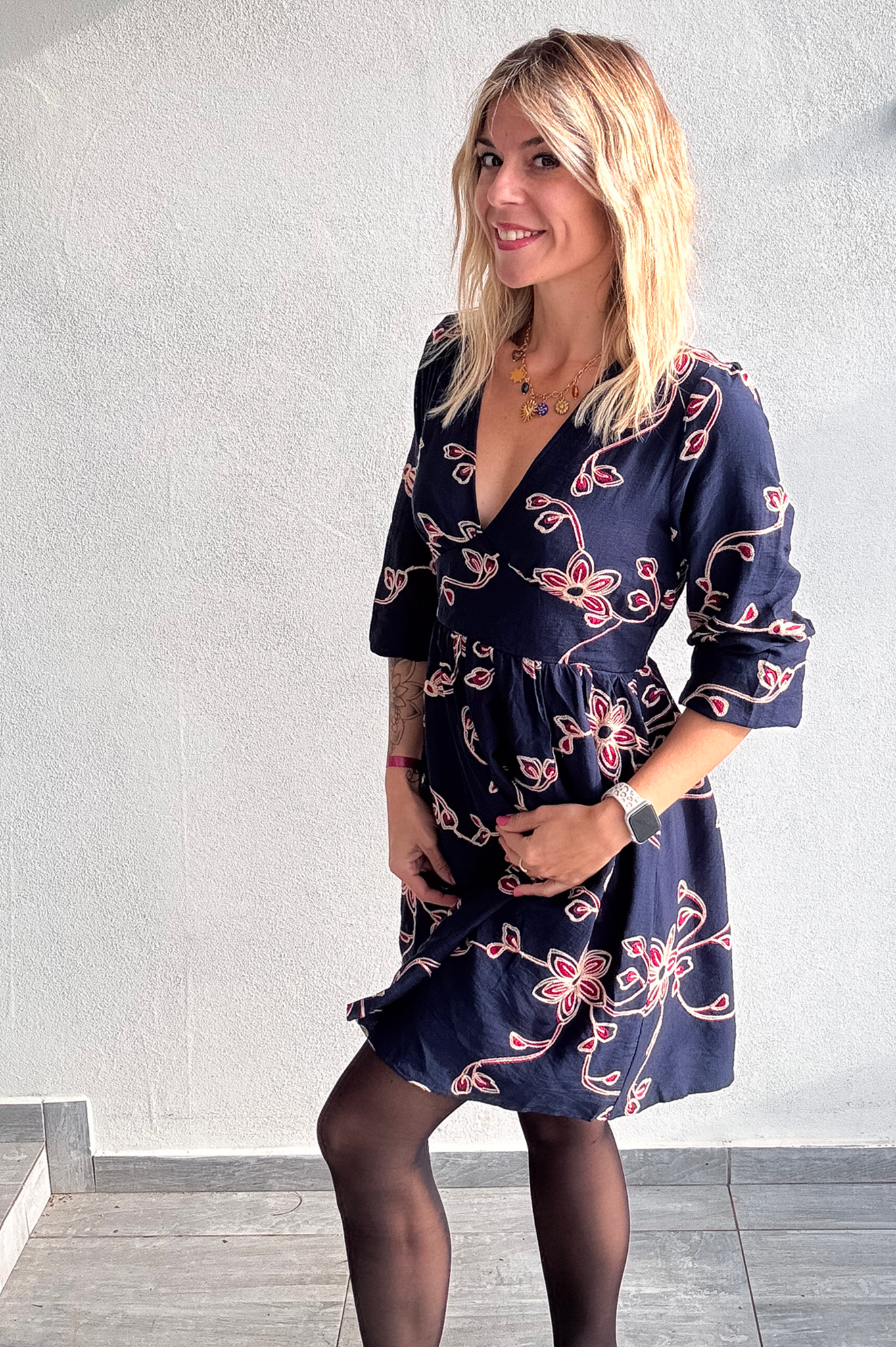 Robe courte Marine avec broderie la boutique de lydie