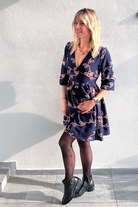 Robe courte Marine avec broderie