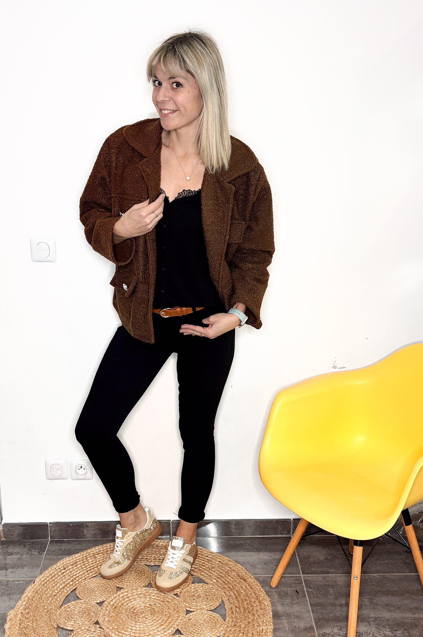 Veste courte oversize marron