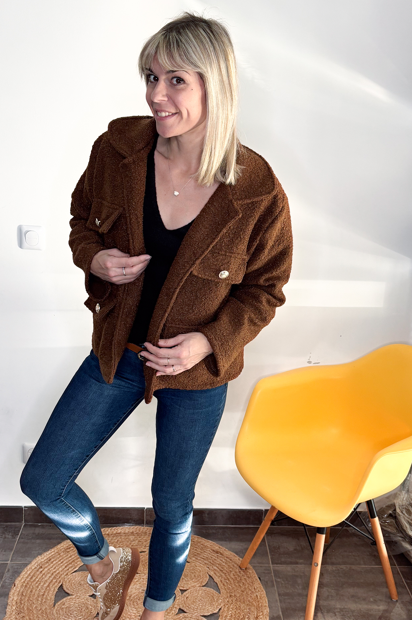 Veste courte oversize marron