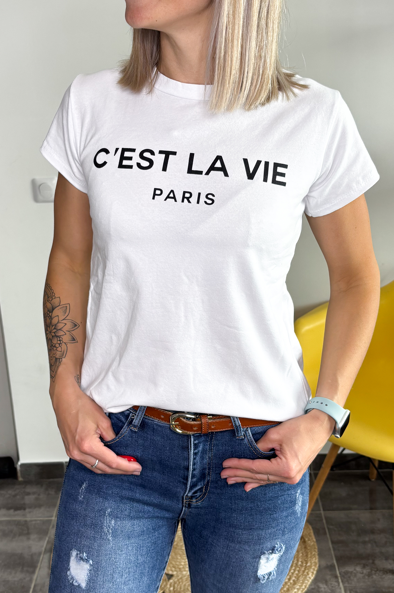 T-shirt blanc C'est la vie