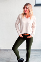 Pantalon skinny vert kaki foncé stretch,