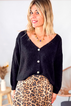 Gilet cardigan noir Baby Alpaga col V