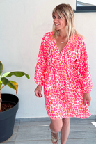 Robe courtes motif léopard fushia 