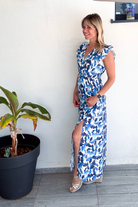 Robe longue blanche et bleu la boutique de lydie 