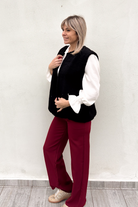 Pantalon fluide Wide leg bordeaux