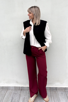 Pantalon fluide Wide leg bordeaux