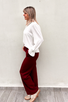 Pantalon fluide Wide leg bordeaux