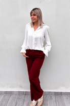 Pantalon fluide Wide leg bordeaux