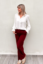 Pantalon fluide Wide leg bordeaux