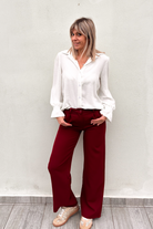 Pantalon fluide Wide leg bordeaux