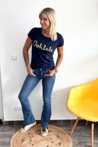 T-shirt marine marine brodé Oohlala doré la boutique de lydie