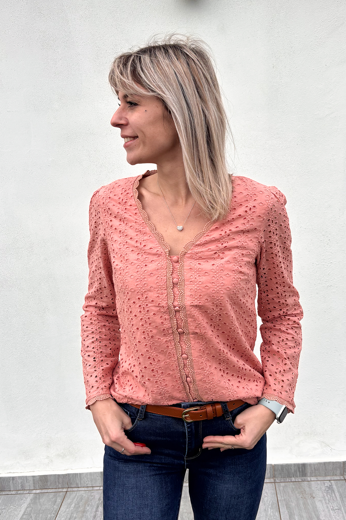 Blouse rose broderie anglaise la boutique de lydie