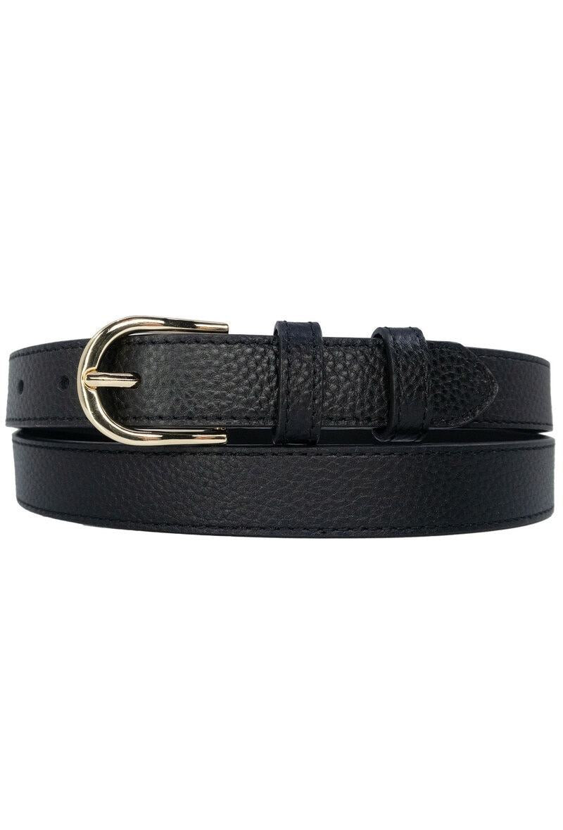 Ceinture noire fine en cuir de vachette