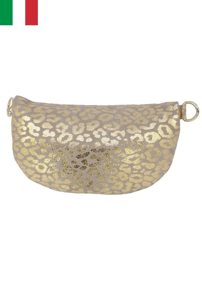 Sac banane en cuir daim impression léopard 