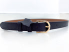 Ceinture noire fine en cuir de vachette